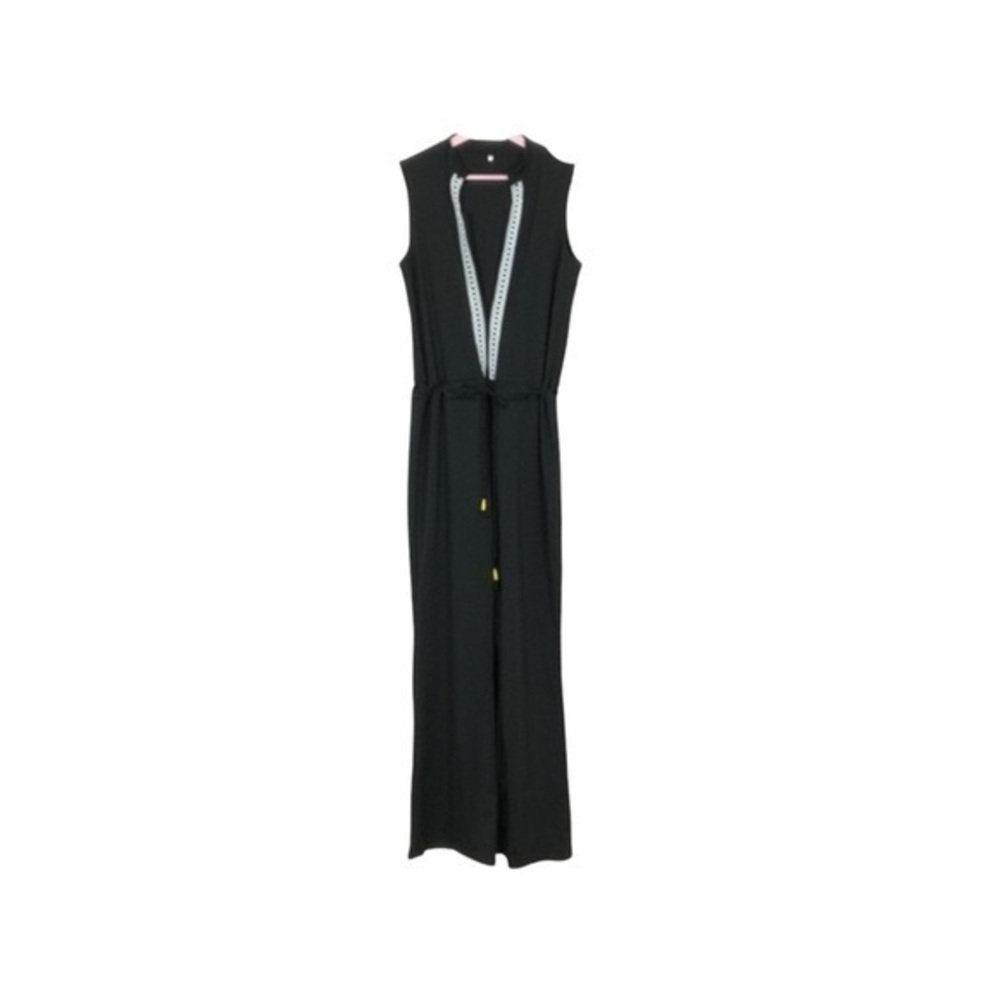 Vintage Deep V Sleeveless flare leg jumpsuit Medium‎